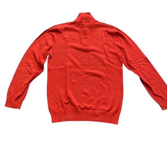OLD NAVY Quarter Zip Sweater Mens Sz Medium Orange Classic Preppy Ribbed Hem - Picture 4 of 4